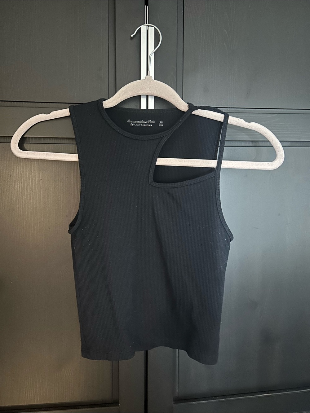 Abercrombie & Fitch Black Ribbed Tank with Asymmetric Cutout